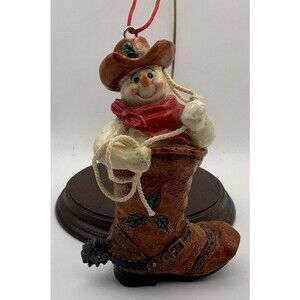 Cowboy Boot Snowman Ornament Western Christmas Holiday Rope Lasso Cowboy Hat